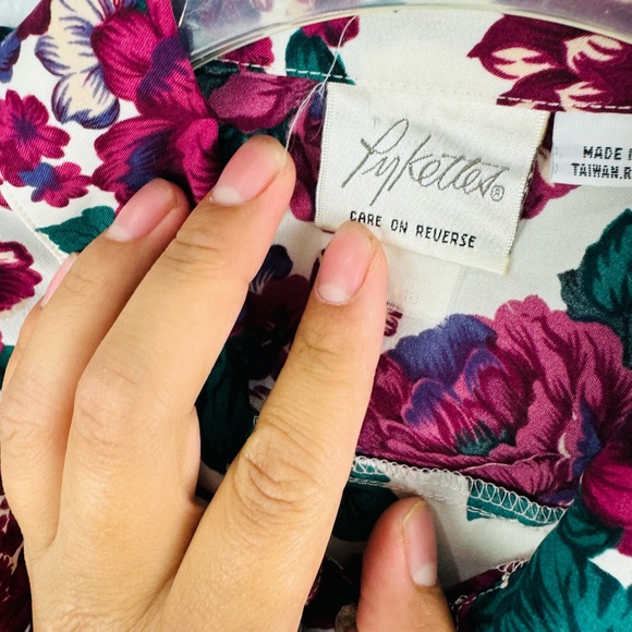 Vintage Pykettes 90s Floral Long Sleeve Button Down Shirt Shabby Chic - Picture 5 of 8